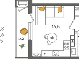 Продается Студия ЖК Рекорд 2, литера 5, 29.8  м², 6722880 рублей