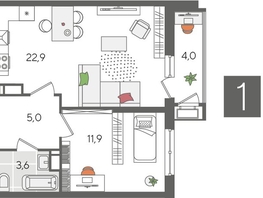 Продается 1-комнатная квартира ЖК Рекорд 2, литера 5, 47.4  м², 9579540 рублей