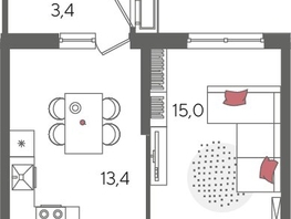 Продается 1-комнатная квартира ЖК Рекорд 2, литера 5, 41.6  м², 8590400 рублей