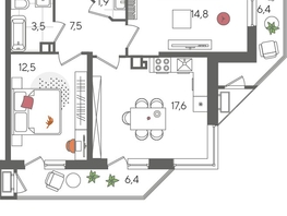 Продается 2-комнатная квартира ЖК Рекорд 2, литера 5, 70.6  м², 13456360 рублей