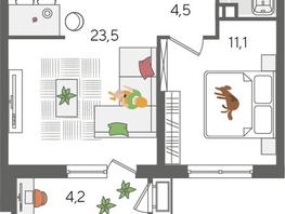 Продается 1-комнатная квартира ЖК Рекорд 2, литера 5, 48.9  м², 9525720 рублей