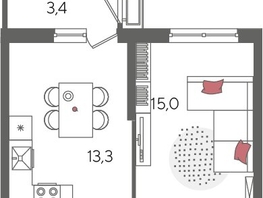 Продается 1-комнатная квартира ЖК Рекорд 2, литера 5, 41.4  м², 8867880 рублей