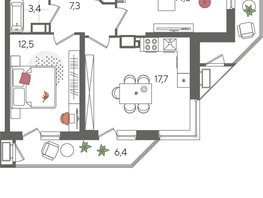 Продается 2-комнатная квартира ЖК Рекорд 2, литера 5, 70.3  м², 13518690 рублей