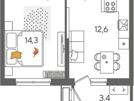 Продается 1-комнатная квартира ЖК Рекорд 2, литера 5, 41.4  м², 8760240 рублей
