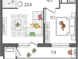 Продается 1-комнатная квартира ЖК Рекорд 2, литера 5, 51.7  м², 10226260 рублей