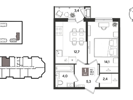 Продается 1-комнатная квартира ЖК Рекорд 2, литера 6, 41.9  м&sup2;, 10060190 рублей
