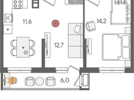 Продается 2-комнатная квартира ЖК Рекорд 2, литера 6, 58.8  м², 11413080 рублей