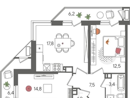 Продается 2-комнатная квартира ЖК Рекорд 2, литера 6, 70.5  м², 13677000 рублей