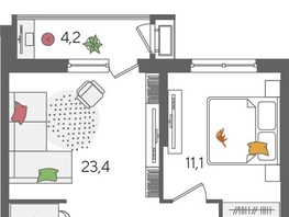 Продается 1-комнатная квартира ЖК Рекорд 2, литера 6, 48.8  м², 9506240 рублей
