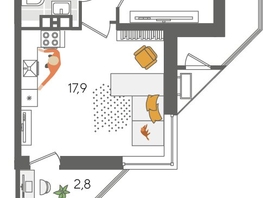 Продается 1-комнатная квартира ЖК Рекорд 2, литера 6, 51.8  м², 10365180 рублей