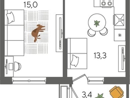 Продается 1-комнатная квартира ЖК Рекорд 2, литера 6, 41.6  м², 9189440 рублей