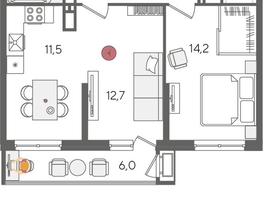 Продается 2-комнатная квартира ЖК Рекорд 2, литера 6, 58.6  м², 11796180 рублей