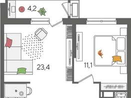 Продается 1-комнатная квартира ЖК Рекорд 2, литера 6, 48.5  м², 9583600 рублей