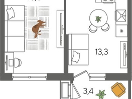 Продается 1-комнатная квартира ЖК Рекорд 2, литера 6, 41.4  м², 9054180 рублей