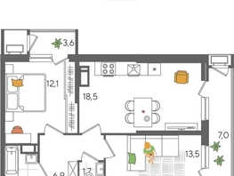 Продается 2-комнатная квартира ЖК Рекорд 2, литера 6, 66.9  м², 13915201 рублей