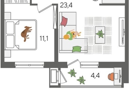 Продается 1-комнатная квартира ЖК Рекорд 2, литера 1, 48.7  м², 10426670 рублей
