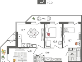 Продается 3-комнатная квартира ЖК Рекорд 2, литера 1, 90.9  м², 17470980 рублей