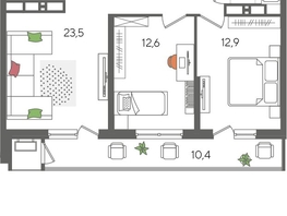Продается 2-комнатная квартира ЖК Рекорд 2, литера 1, 71.9  м², 14372811 рублей