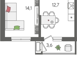 Продается 1-комнатная квартира ЖК Рекорд 2, литера 1, 42.1  м&sup2;, 10099790 рублей