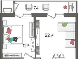 Продается 1-комнатная квартира ЖК Рекорд 2, литера 1, 50.8  м², 10988040 рублей