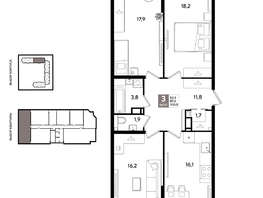 Продается 3-комнатная квартира ЖК Рекорд 2, литера 1, 99.6  м&sup2;, 20059440 рублей