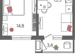 Продается 1-комнатная квартира ЖК Рекорд 2, литера 1, 42  м&sup2;, 10176600 рублей