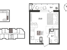 Продается Студия ЖК Рекорд 2, литера 1, 32.1  м&sup2;, 8586750 рублей