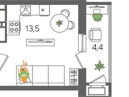 Продается Студия ЖК Рекорд 2, литера 1, 24.5  м², 7141750 рублей