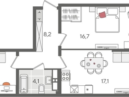 Продается 2-комнатная квартира ЖК Рекорд 2, литера 1, 71.7  м², 14655480 рублей