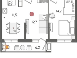 Продается 2-комнатная квартира ЖК Рекорд 2, литера 1, 58.6  м², 12013000 рублей