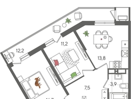 Продается 2-комнатная квартира ЖК Рекорд 2, литера 2, 65.3  м², 14346410 рублей