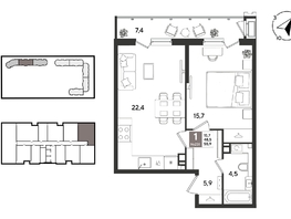 Продается 1-комнатная квартира ЖК Рекорд 2, литера 2, 55.9  м&sup2;, 12638990 рублей