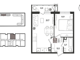 Продается 1-комнатная квартира ЖК Рекорд 2, литера 2, 46.1  м&sup2;, 11160810 рублей