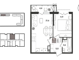 Продается 1-комнатная квартира ЖК Рекорд 2, литера 2, 46.5  м&sup2;, 11829600 рублей