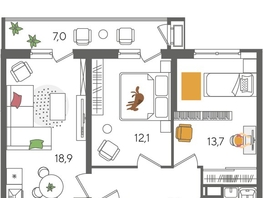 Продается 2-комнатная квартира ЖК Рекорд 2, литера 2, 63.3  м&sup2;, 13989300 рублей