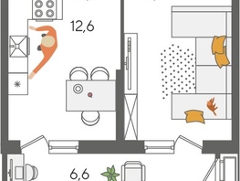 Продается 1-комнатная квартира ЖК Рекорд 2, литера 2, 44.6  м&sup2;, 10646020 рублей