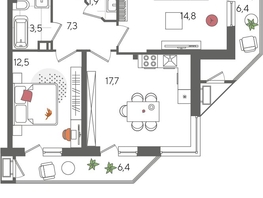 Продается 2-комнатная квартира ЖК Рекорд 2, литера 2, 70.5  м², 13261050 рублей