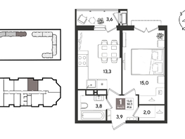 Продается 1-комнатная квартира ЖК Рекорд 2, литера 2, 41.1  м&sup2;, 10932600 рублей