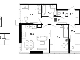 Продается 3-комнатная квартира ЖК DOGMA PARK (Догма парк), литера 7, 68.7  м&sup2;, 10263780 рублей