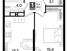 Продается 1-комнатная квартира ЖК DOGMA PARK (Догма парк), литера 15, 39.3  м², 7227270 рублей