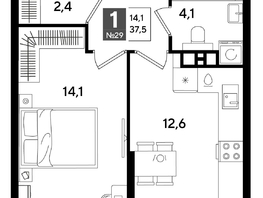Продается 1-комнатная квартира ЖК DOGMA PARK (Догма парк), литера 16, 37.5  м², 7076250 рублей