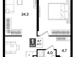 Продается 1-комнатная квартира ЖК DOGMA PARK (Догма парк), литера 16, 47.7  м&sup2;, 8352271 рублей