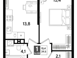 Продается 1-комнатная квартира ЖК DOGMA PARK (Догма парк), литера 16, 39.5  м², 7098150 рублей