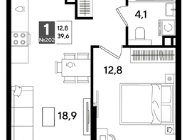 Продается 1-комнатная квартира ЖК DOGMA PARK (Догма парк), литера 16, 39.6  м², 7294320 рублей