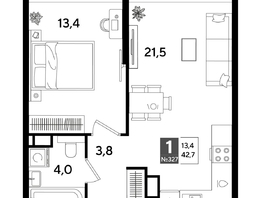 Продается 1-комнатная квартира ЖК DOGMA PARK (Догма парк), лит 17, 41.2 м², 7601401 рублей