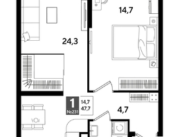 Продается 1-комнатная квартира ЖК DOGMA PARK (Догма парк), литера 19, 47.4  м², 8119620 рублей