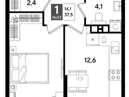 Продается 1-комнатная квартира ЖК ДОГМА ПАРК, лит 20, 37.2  м&sup2;, 7477201 рублей