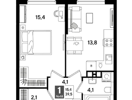 Продается 1-комнатная квартира ЖК DOGMA PARK (Догма парк), литера 18, 39.5  м², 7090250 рублей