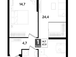 Продается 1-комнатная квартира ЖК DOGMA PARK (Догма парк), литера 18, 47.9  м², 8114260 рублей