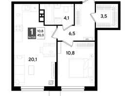 Продается 1-комнатная квартира ЖК DOGMA PARK (Догма парк), литера 18, 45  м², 8127000 рублей